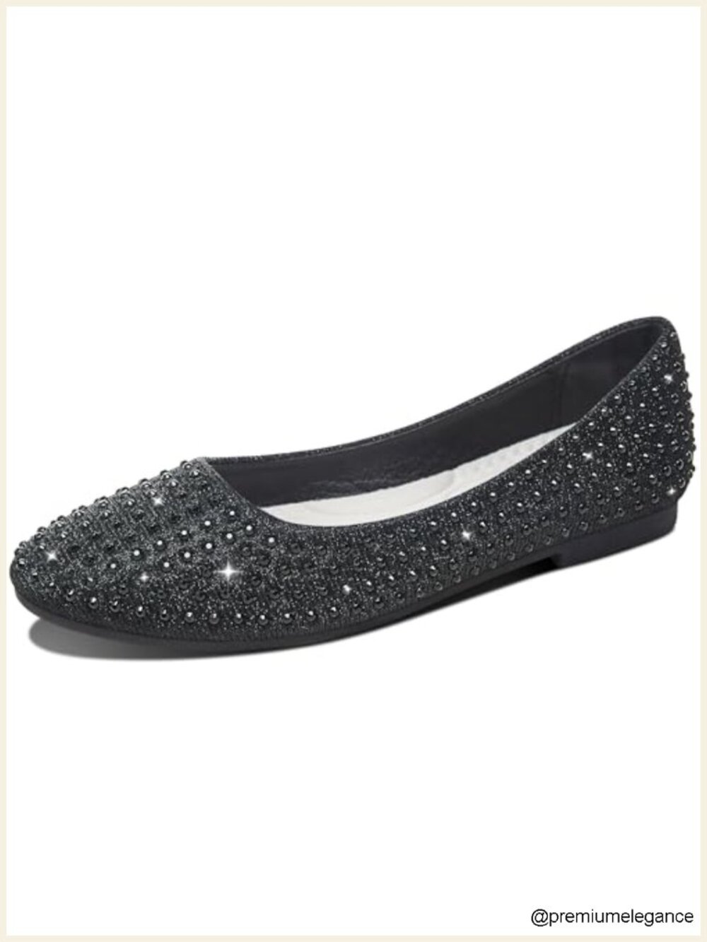 Rhinestone Ballet Flats, Sparkly Round Toe Slip On Dress Shoes, Comfortable